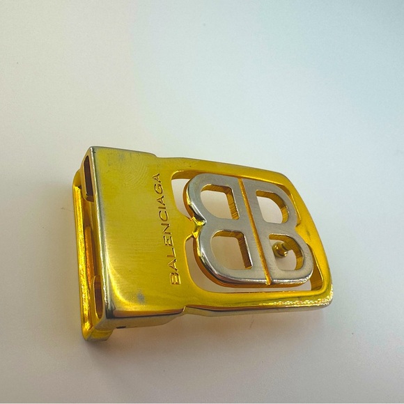 Balenciaga BB Logo Belt Buckle Gold Silver Authentic EUC Balenciaga Logo - Picture 10 of 10